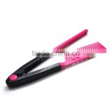 2016 NewHair Straightener Hairdressing Salon Straightening Brush Folding V Comb