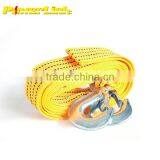 H50048 3 Tons Heavy Duty 12ft Road Emergency Trailer Rope Tow Line Strap 2 Hooks Yellow thumbnail-1