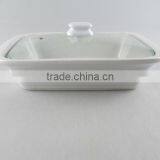 Stocklot White Ceramic Cookware ,soup Tureen With Glass Lid thumbnail-1