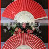 Red Color Bamboo Wedding Fan Wholesale thumbnail-1