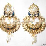 Bollywood Polki Gold Tone Dangler EARRINGS thumbnail-1