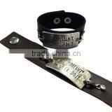 Handmade Square Tag Leather Bracelet With Words Engraved,wholesale Custom Mens Bracelets thumbnail-2