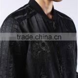 MGOO New Arrival Black Bomber Jackets For Men Long Sleeves Embroidery Tops Zip Up Winter Coat thumbnail-6