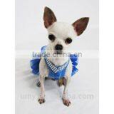 Blue Dog Tutu Dress Crochet Bling-bling Handmade Crocheted Wedding Designer Chihuahua Clothes Cat Costume thumbnail-4