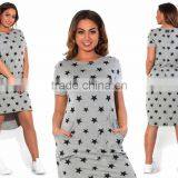 2016 Wholesale New Design Casual Plus Size O-neck Printing Dress for Ladies thumbnail-1