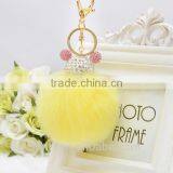 Faux Fur Pompom Key Chains Rhinestone Keychains Ladies Perfume Bottle Key Chain Rings Holder Cover Women Fmq-13 thumbnail-3