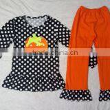 2016 Fall Halloween Boutique Sets Baby Girls Outfit Wholesale Boutique Outfit Purple Baby Girl Ruffle Solid Color Remake thumbnail-4