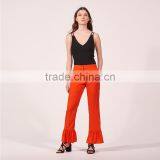 Elasticated Knit V-neck and Narrow Cross Straps Back Camisoles for Women thumbnail-3