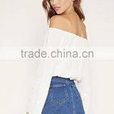 2016 Shandao New Arrival Plain Dyed Cotton Summer Fashion off Shouder Long Sleeve Design Skirts and Blouse thumbnail-2