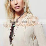 2016 Guangzhou Shandao Manufacturer New Fancy Women Autumn Long Sleeve Net Shoulder White Cotton Plain Blouse Designs thumbnail-4