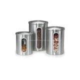 Round Stainless Steel Window Canister Set With Lids thumbnail-1