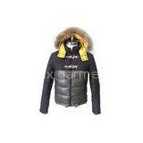 Short 100% Waxed Cotton Fur Hooded Down Coat / Outerwear For Male