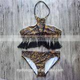 Gray Tassel Leaves Swimwear Bikini/ Latest Fashion Green Vintage Tassel Bikini Swimwear thumbnail-5
