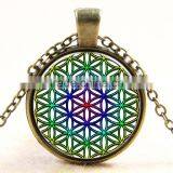 XP-TGN-LT-135 Lady Antique Vintage Meaningful Dome Cabochon Mandala Time Gemstone Necklace For Gift