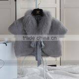 SJ131-01 Rabbit Fur With Fox Trimming Beautiful Bride White Wedding Shawls thumbnail-1