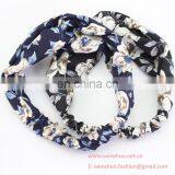 Rural Stripe Grid Floral Printed Fashion Joker Cross Hairband thumbnail-3