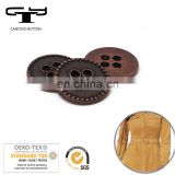 4 holes high end rounded alloy metal fancy jeans coat button