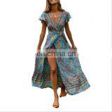 OEM Baroque Border Print Plus Size Short Sleeve Cover up Women Summer Casual Dress thumbnail-2