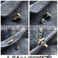 Custom Letter Logo Metal Without Nail Adjustable Detachable Big Studless Shank Jeans Button With Logo thumbnail-5