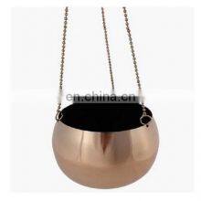Wholesale Price Rose Gold Plated Metal Hanging Planter Decorative Ball Shape Balcony Hanging Plant Holder