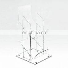 Floor Standing 2 Shelves Custom Newspaper Organizer Acrylic Magazine Shelf thumbnail-2