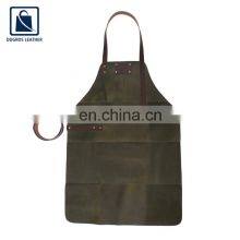 Factory Direct Sale Good Quality Wholesale Nickle Fitting BBQ Cooking Genuine Leather Apron thumbnail-3