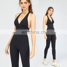 V Neck Backless Sexy Yoga Fitness Jumpsuit TikTok One Piece Quick Dry Sports Wear thumbnail-1