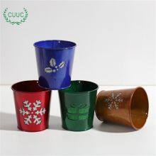 Christmas Flower Pot Planter Metal Bucket Factory for Wholesale Xmas Plant Pot thumbnail-5