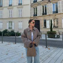 New Women's Retro Loose Casual Lapel Long Sleeved Single Breasted Woolen Jacket Jacket thumbnail-2