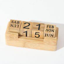 Reusable Natural Wood Assembled Calendar Farmhouse-Style Wooden Perpetual Flip Calendar Board