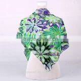 2015 Blue Set Flower Polyester and Rayon Printing Fashionable Square Tassel Scarf thumbnail-2