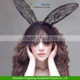 Halloween Costume Party Rabbit Bunny Ears Headband With Lace Eye Mask thumbnail-1