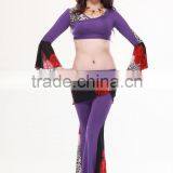 Flexible Purple Belly Dance Practice Costumes With Leopard Pattern , Comfy Belly Dance Costumes