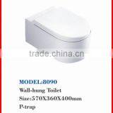 Porcelain Bath White Sanitary Ware Wall Mounted Toilet 8090 thumbnail-2