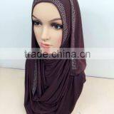 JL072 Latest Cotton Jersey Scarf With Rhinestones thumbnail-5