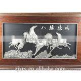 Silver Haze/Silver Painted Eight Chun Teng Wind / Retro Silver Carved Paintings
