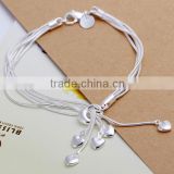 wholesale jewelry fashion 2014 heart snake chain 20CM 925 sterling silver bracelet