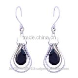 925 Sterling Silver Pear Cut Black Onyx Dangle Earrings Jewelry