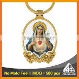 Free mould fee souvenir decorative printing catholic keychain gold keyring