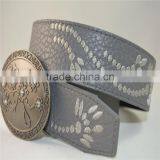 Embroidered PU Leather Round Buckle Belt for Women thumbnail-2