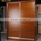 Modern bedroom furniture design brown teak wooden wall wardrobe cabinet