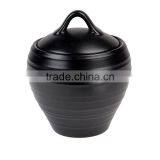 Porcelain Swirl Black Covered Sugar Bowl