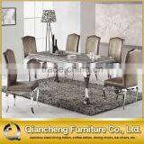 6 Seaters Dining Table With Marble Top Stainless Steel Frame