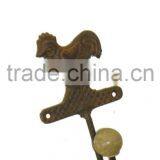 Metal Decorative COCK Hook With Ceramic Knob, Home Decoration Hook, Metal Wall Art Hooks, European Style Hook, Vintage Hooks thumbnail-1