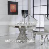 2016 Cohen Latest Modern Design Marble Top Round Dining Table/stainless Steel Dining Table and Chairs for Dining Room Furniture thumbnail-5