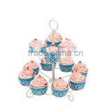 Powder Coated Metal Wire White 2-tier Round Shape Wire Cupcake Stand-cake Tools-hold 12 Cups of Cake thumbnail-1