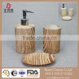 3 Pcs Wood Texture Ceramic Bathroom Accessories Set thumbnail-1