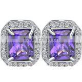 Amethyst Women Purple Zircon Platinum Plated Stud Earring thumbnail-1