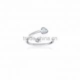 Silver Plated Fancy CZ Studded Heart Ring thumbnail-1