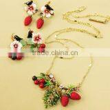 Enamel Glaze Jewelry Set Sweety Cherry&strawberry Earrings Fruits Design Necklaces Wholesale thumbnail-1